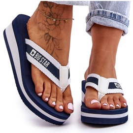 Damen-Flip-Flops mit Keilabsatz Big Star HH274A094 Marineblau