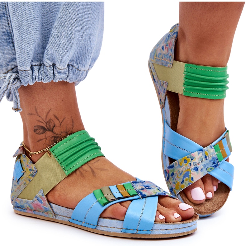 Ledersandalen mit Rahmen Maciejka 03375-34 Blau