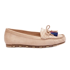 PS1 Wildleder-Loafer mit Schleife und Fransen Beige Dorine