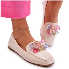 PS1 Wildledermokassins mit dekorativen Kristallen in Beige von Arvilla