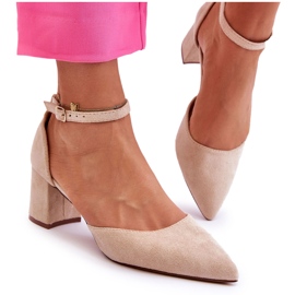 Wildleder-Pumps mit Absatz Beige Promise