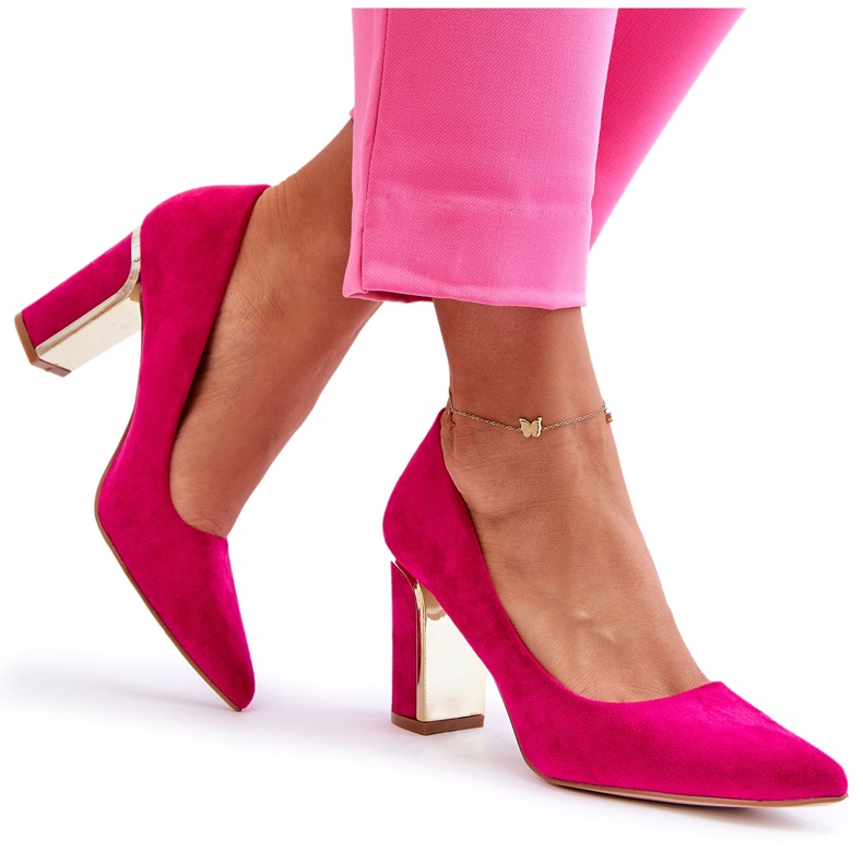 Klassische Wildleder-Pumps mit hohem Absatz, Fuchsia Elizabeth rosa