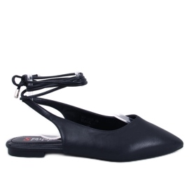 Jody Schwarze Ballerinas zum Schnüren mit offenem Absatz