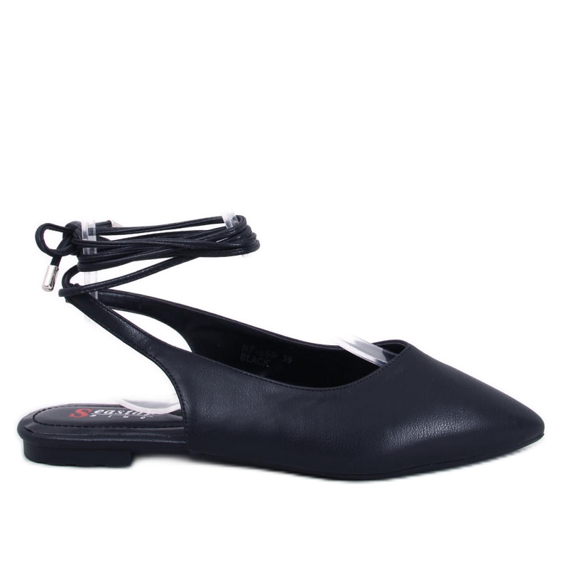 Jody Schwarze Ballerinas zum Schnüren mit offenem Absatz