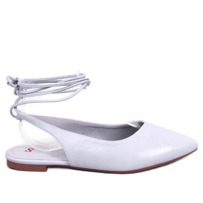 Jody Grey Schnür-Ballerinas mit offenem Absatz grau