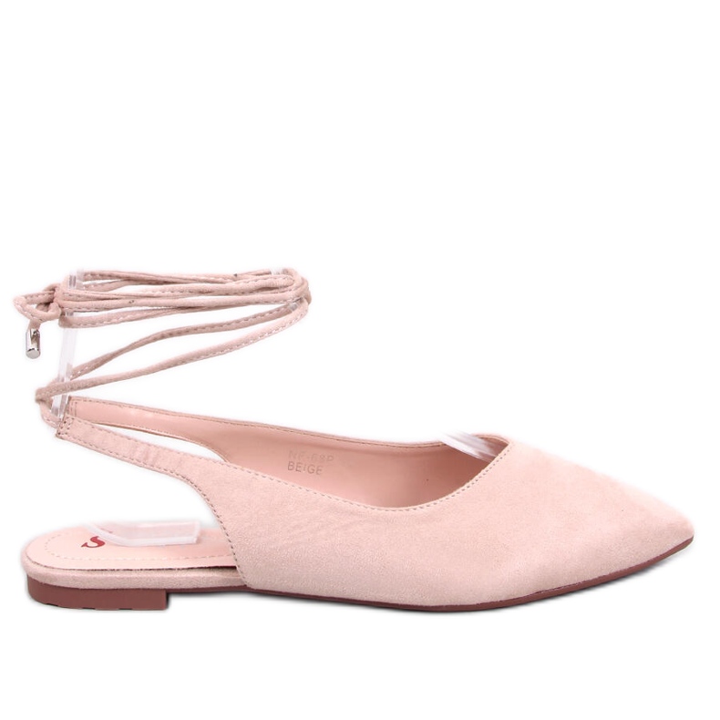 Beigefarbene Schnür-Ballerinas von Pirson mit offenem Absatz