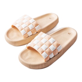 Beige Gummi-Plateau-Slipper von Elin