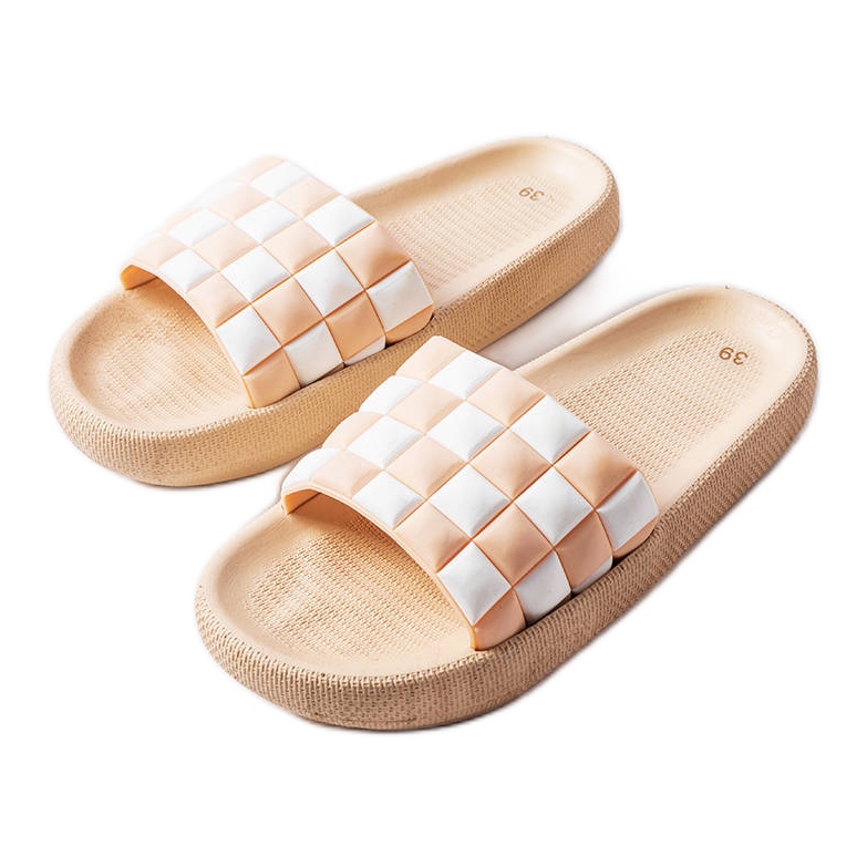 Beige Gummi-Plateau-Slipper von Elin