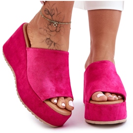 Damen-Flip-Flops auf klobigem Plateau Fuchsia Martina rosa