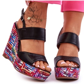 Damen-Keilsandalen Schwarz Calderia