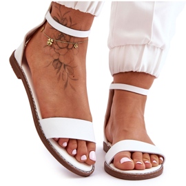 Flache Ledersandalen mit Reißverschluss in Weiß von Millou