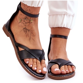 Flache Flip-Flops mit Reißverschluss für Damen in Schwarz Rise Up!