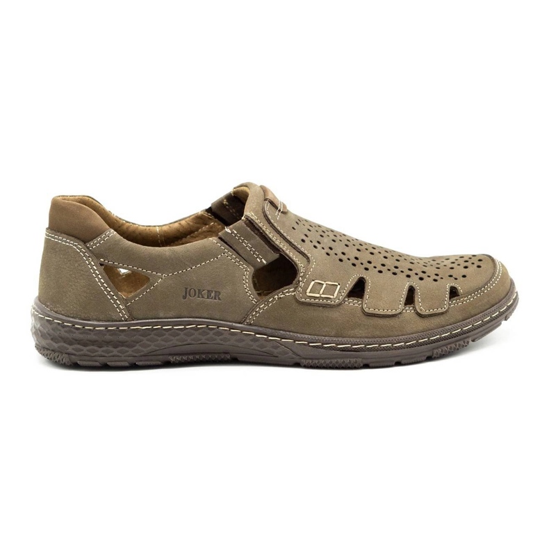 Joker Herren Sommer Lederschuhe Slip-On 500J oliv grün