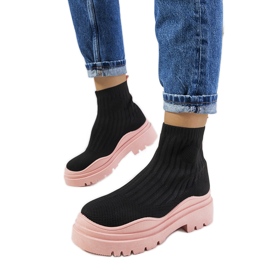 Schwarze und rosa High-Top-Sneakers von Marks