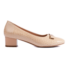 W. Potocki Potocki-Pumps für Damen mit niedrigem Absatz beige
