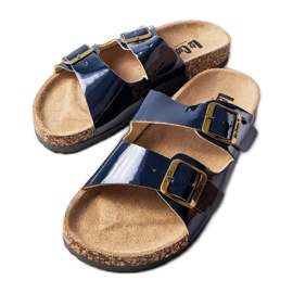 Blaue Korkpantoletten mit Schnallen von Lee Cooper LCW-22-35-1157L