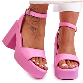 Modische Sandalen mit massivem Absatz in Pink Karmine rosa