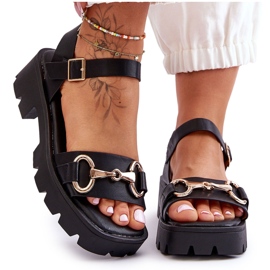 Emori Damen-Sandalen aus Emori-Leder mit Verzierung schwarz