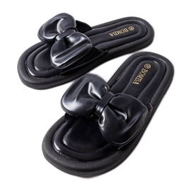 Schwarze Hausschuhe mit Schleife von Lende