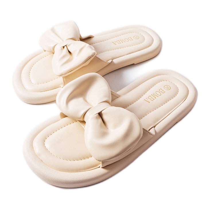 Inna Beigefarbene Schleifenpantoffeln von Lende