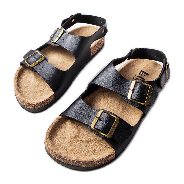 Schwarze Korksandalen mit Schnallen von Lee Cooper LCW-22-35-1163L