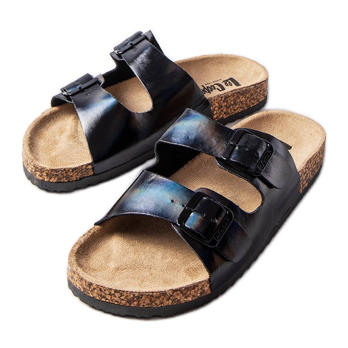 Schwarze Kork-Slider mit Schnallen von Lee Cooper LCW-22-35-1154L