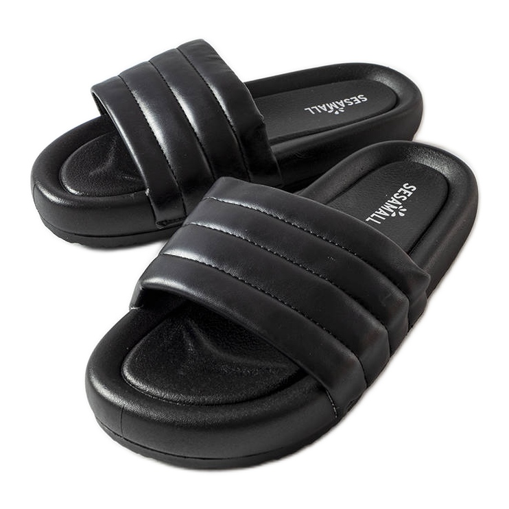 Inna Schwarze Flip-Flops mit Steppmuster von Dorene