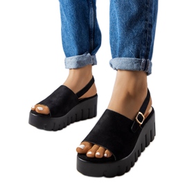 Schwarze Keilsandaletten für Damen von Berfin