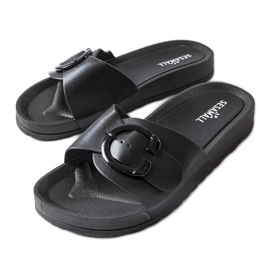 Schwarze Pantoletten mit Schnalle von Généreux