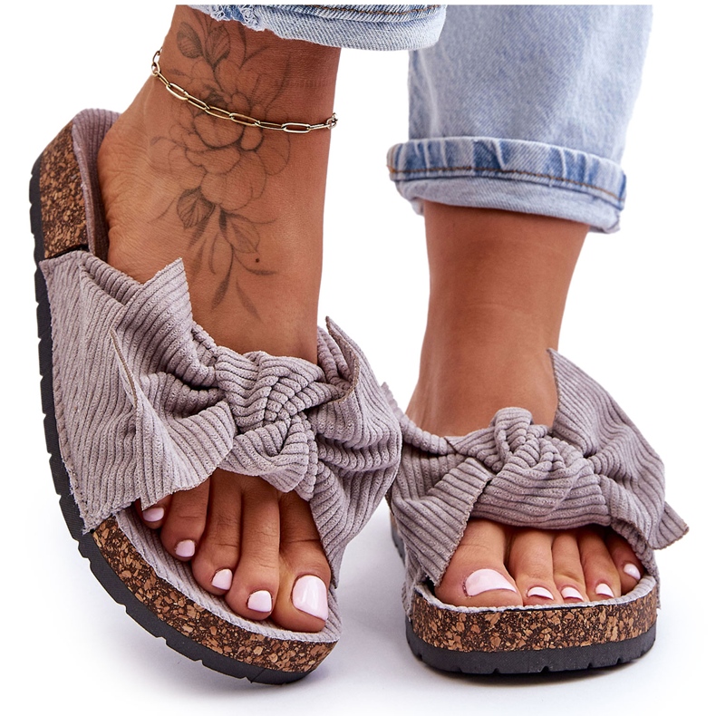 Cord-Kork-Hausschuhe in Grau für den Sommer