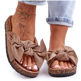 Cord-Kork-Hausschuhe in Dunkelbeige für den Sommer