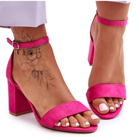 Fuchsia Madame Wildleder-Sandalen mit hohem Absatz rosa