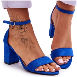 Blaue Madame Wildleder-Sandalen mit hohem Absatz
