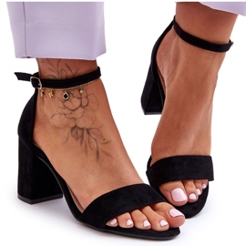 Schwarze Madame Wildleder-Sandalen mit hohem Absatz