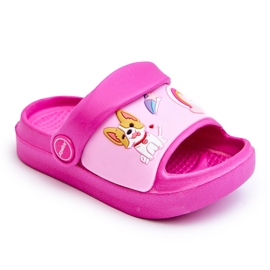 WJ1 Leichte Flip-Flops für Kinder mit Hundemotiv Fuchsia Rico rosa