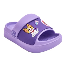 WJ1 Leichte Kinder-Flip-Flops-Sandalen mit Hundemotiv Violett von Rico lila