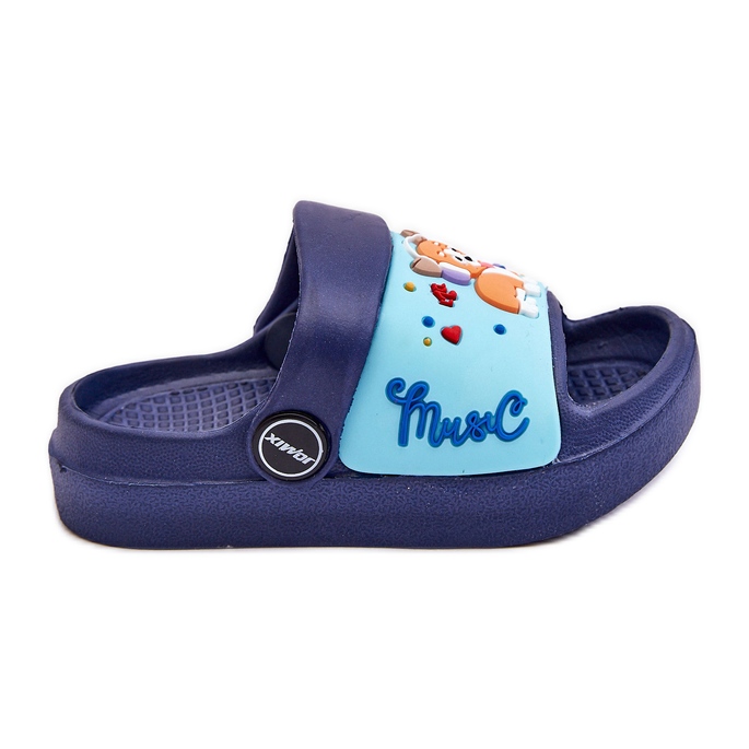Leichte Kinder-Flip-Flops-Sandalen mit Hundemotiv Navy Rico blau
