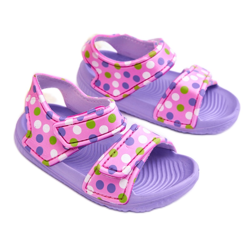 Leichte Schaumstoff-Sandalen für Kinder mit Mustern in Lila und Rosa Malaga violett