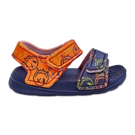 Leichte Schaumstoff-Sandalen für Kinder mit Mustern in Marineblau und Orange Malaga