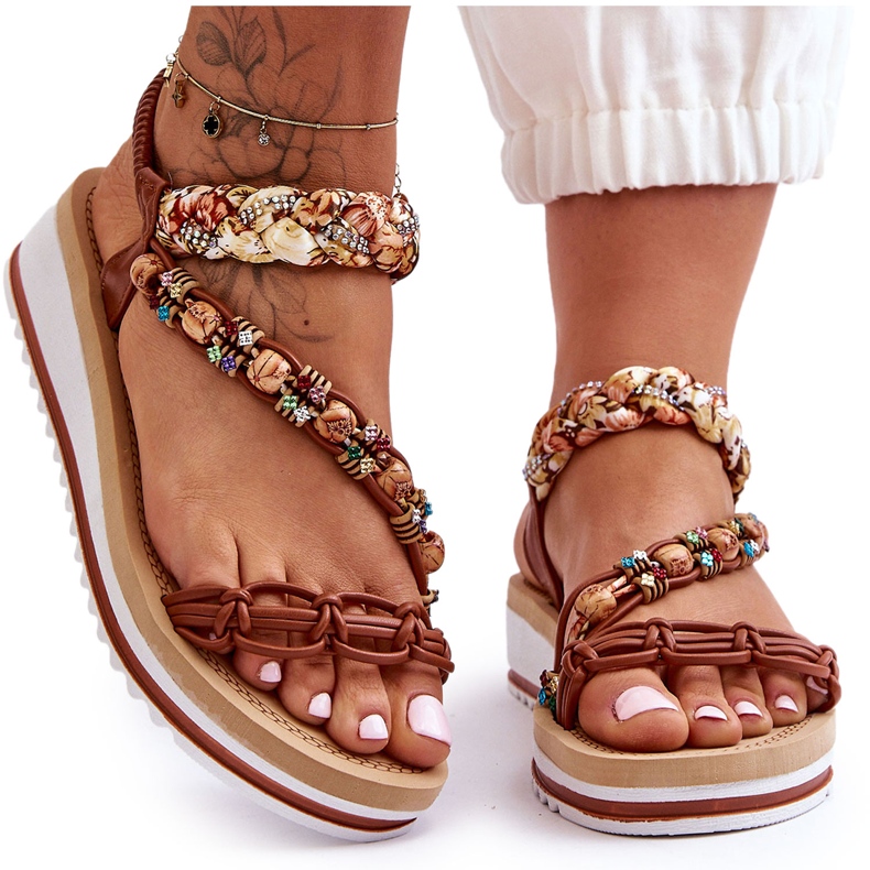 Bequeme Damen-Keilsandalen Braun Jodie