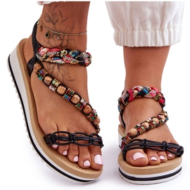 Bequeme Damen-Keilsandalen Schwarz Jodie