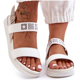 Flache Damensandalen Big Star LL274939 Weiß