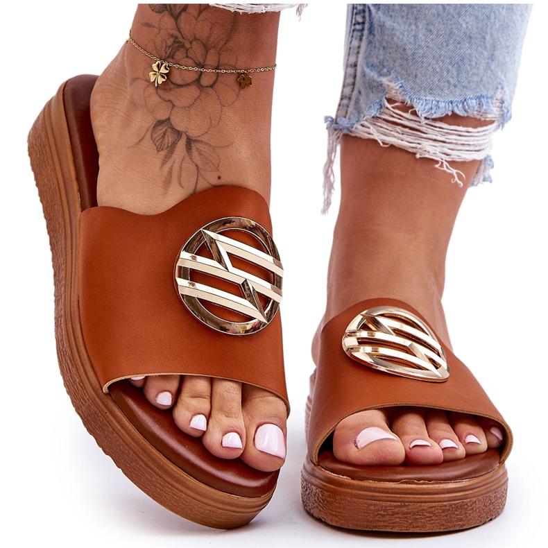 Camel Secrets verzierte Hausschuhe für Damen braun