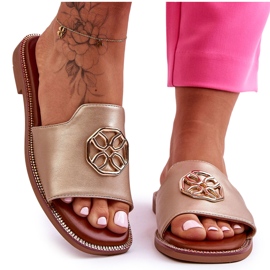 Klassische Damensandalen mit flachem Absatz, Gold Larotte golden