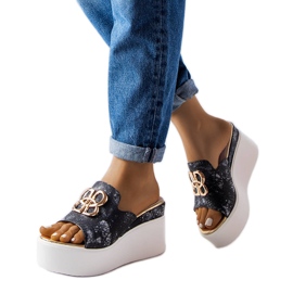 Schwarze Havanna-Keilsandalen