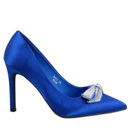 Satinnadeln mit einer Trini Blue-Schleife blau