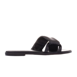 Marco Shoes Leder-Flip-Flops auf flachem Boden schwarz