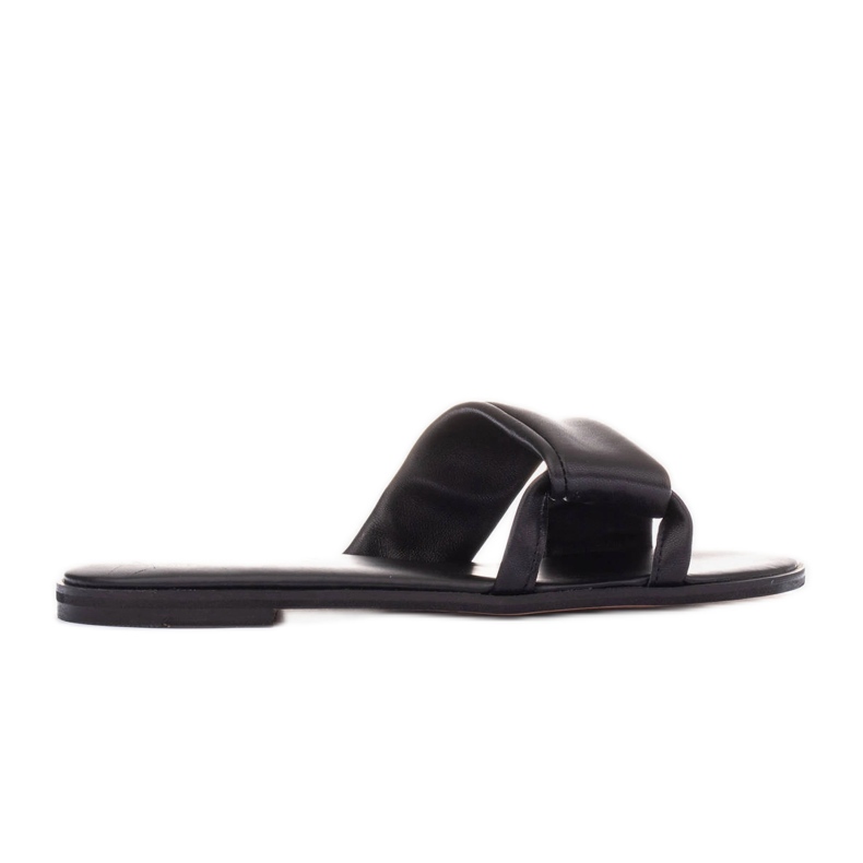 Marco Shoes Leder-Flip-Flops auf flachem Boden schwarz