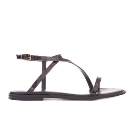 Marco Shoes Flache Sandalen aus burgunderrotem Leder