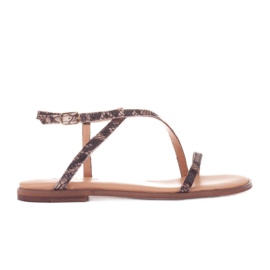Marco Shoes Ledersandalen mit flachem Boden braun